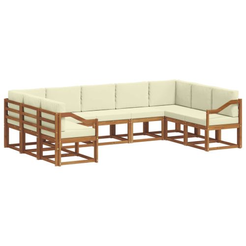 Комплект дивани за открито 9 pcs Натурален и Крема