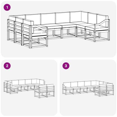 Комплект дивани за открито 9 pcs Натурален и Крема