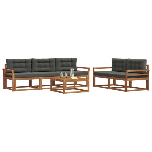 Комплект дивани за открито 6 pcs Натурален и Антрацит
