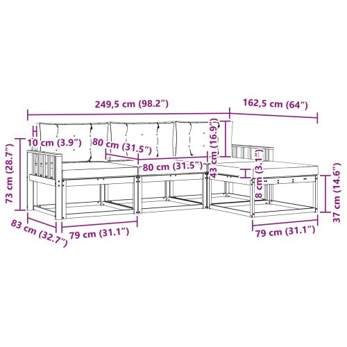 Комплект дивани за открито 4 pcs Натурален и Крема