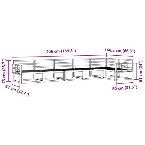 Комплект дивани за открито 6 pcs Натурално