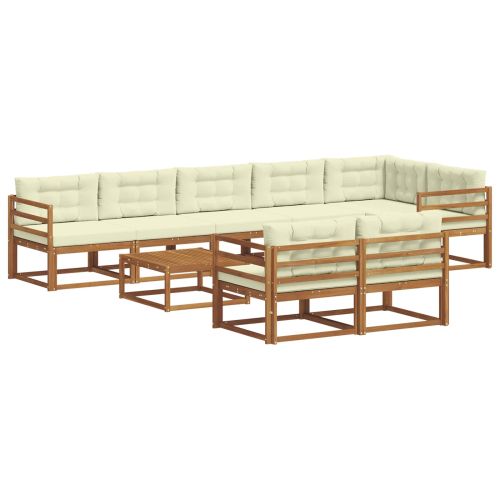 Комплект дивани за открито 9 pcs Натурален и Крема
