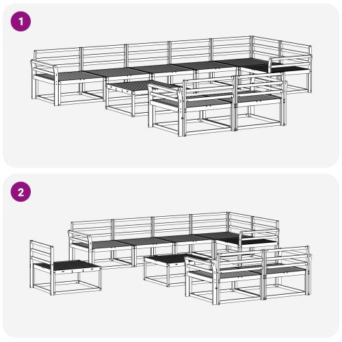 Комплект дивани за открито 9 pcs Натурално