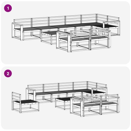 Комплект дивани за открито 9 pcs Натурално