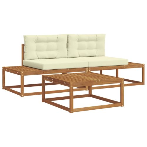 Комплект дивани за открито 3 Брой Натурален и Крема