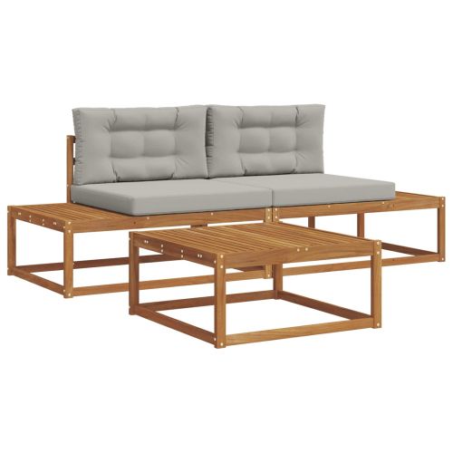 Комплект дивани за открито 3 Брой Естествено и светло сиво