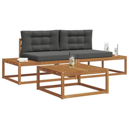 Комплект дивани за открито 3 Брой Натурален и Антрацит