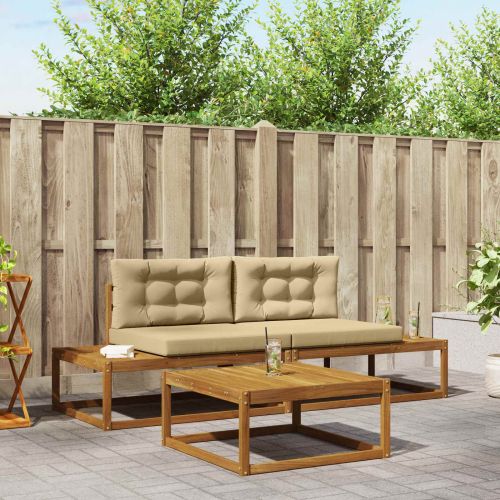 Комплект дивани за открито 3 Брой Натурален и Бежов