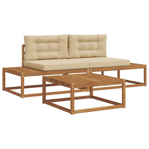 Комплект дивани за открито 3 Брой Натурален и Бежов