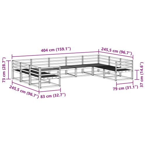 Комплект дивани за открито 9 pcs Естествен