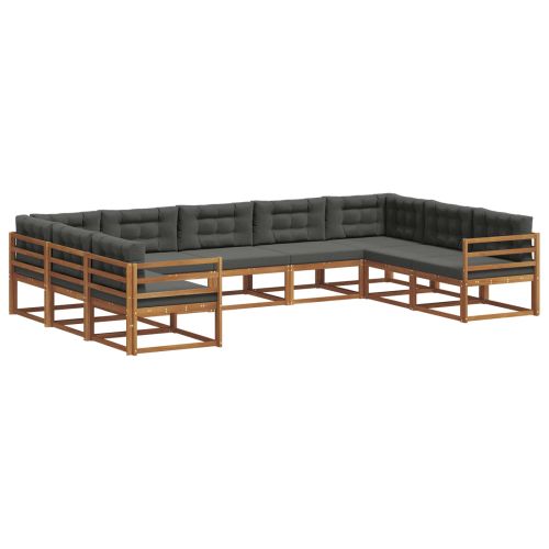 Комплект дивани за открито 9 pcs Натурален и Антрацит