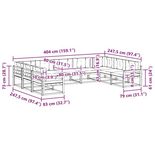 Комплект дивани за открито 9 pcs Натурален и Крема
