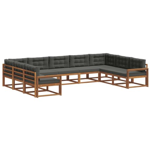 Комплект дивани за открито 9 pcs Натурален и Антрацит