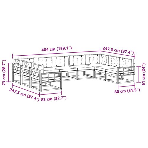 Комплект дивани за открито 9 pcs Натурален и Крема