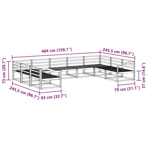 Комплект дивани за открито 9 pcs Естествен