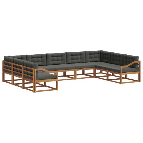 Комплект дивани за открито 9 pcs Натурален и Антрацит