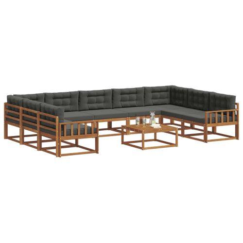 Комплект дивани за открито 10 pcs Натурален и Антрацит