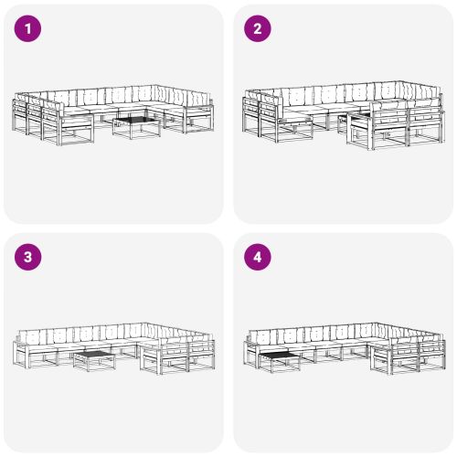 Комплект дивани за открито 10 pcs Натурален и Антрацит