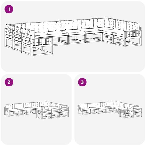Комплект дивани за открито 10 pcs Натурален и Крема