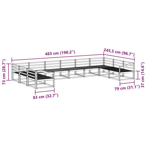 Комплект дивани за открито 10 pcs Естествен