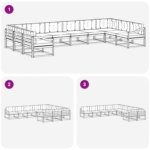 Комплект дивани за открито 10 pcs Натурален и Крема