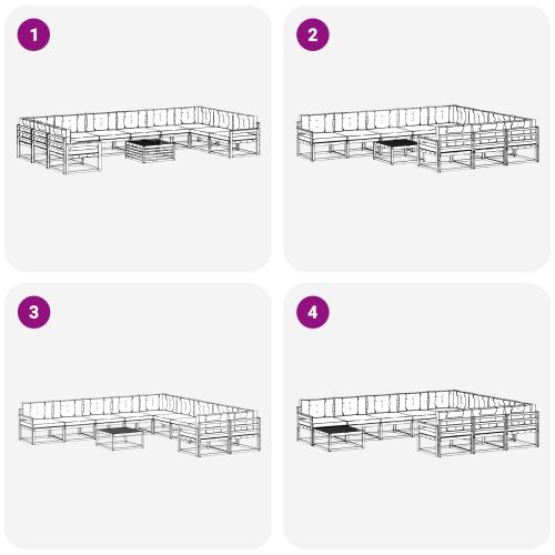 Комплект дивани за открито 11 pcs Натурален и Антрацит