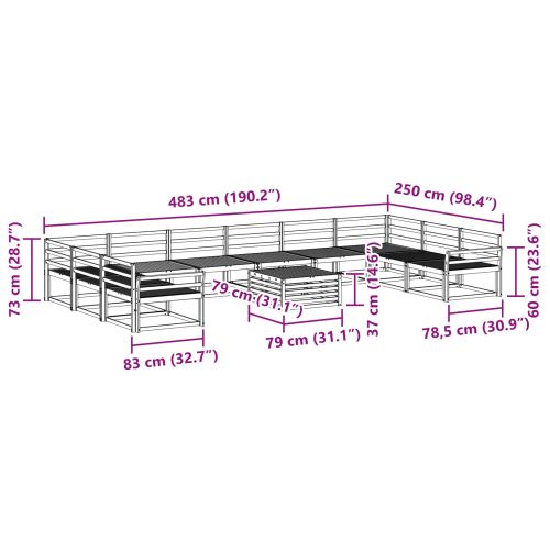 Комплект дивани за открито 11 pcs Естествен