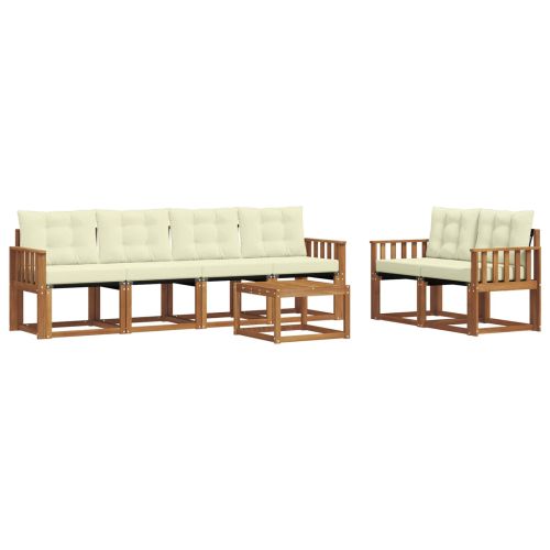 Комплект дивани за открито 7 pcs Натурален и Крема