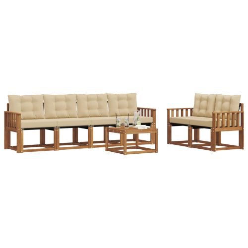 Комплект дивани за открито 7 pcs Натурален и Бежов