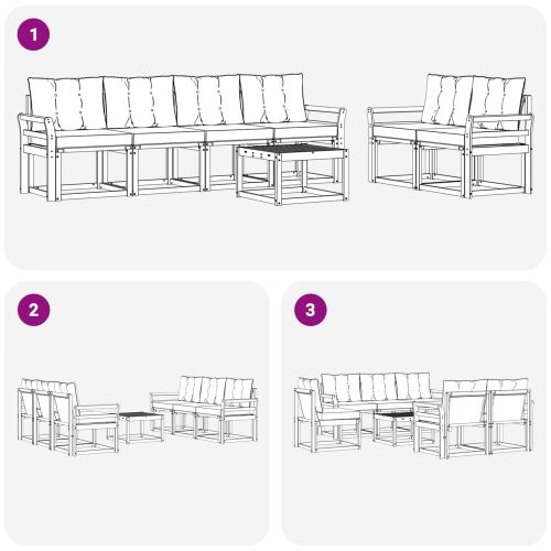 Комплект дивани за открито 7 pcs Натурален и Крема
