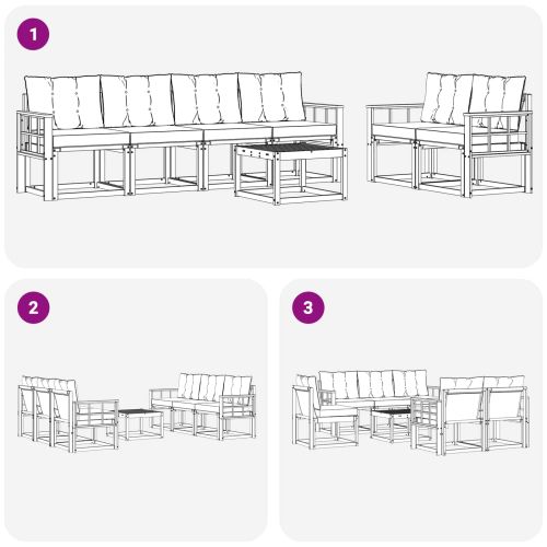 Комплект дивани за открито 7 pcs Естествено и светло сиво