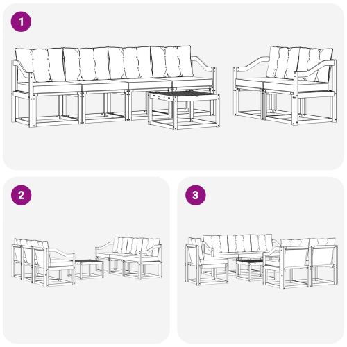 Комплект дивани за открито 7 pcs Естествено и черно