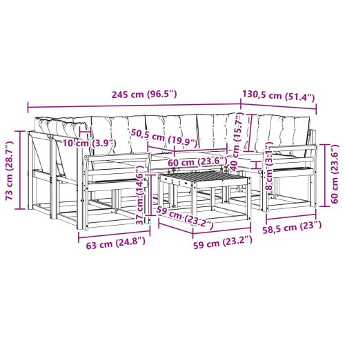 Комплект дивани за открито 7 pcs Естествено и черно