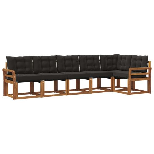 Комплект дивани за открито 6 pcs Естествено и черно