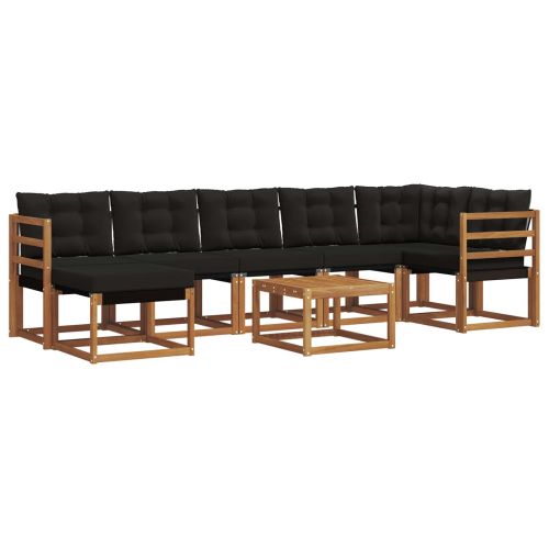 Комплект дивани за открито 8 pcs Естествено и черно