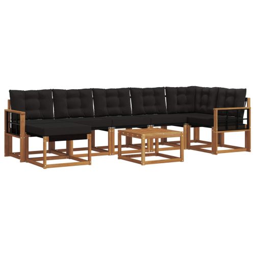 Комплект дивани за открито 8 pcs Естествено и черно