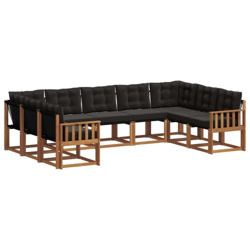 Комплект дивани за открито 9 pcs Естествено и черно