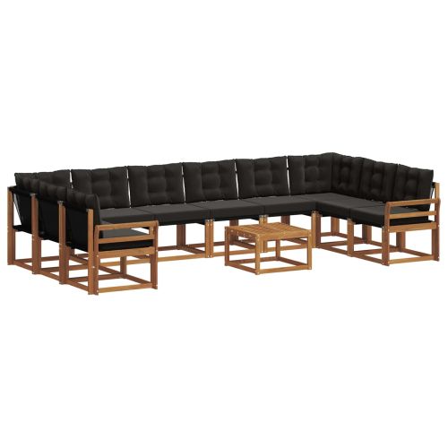 Комплект дивани за открито 11 pcs Естествено и черно
