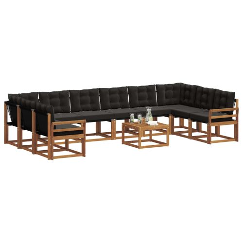 Комплект дивани за открито 11 pcs Естествено и черно