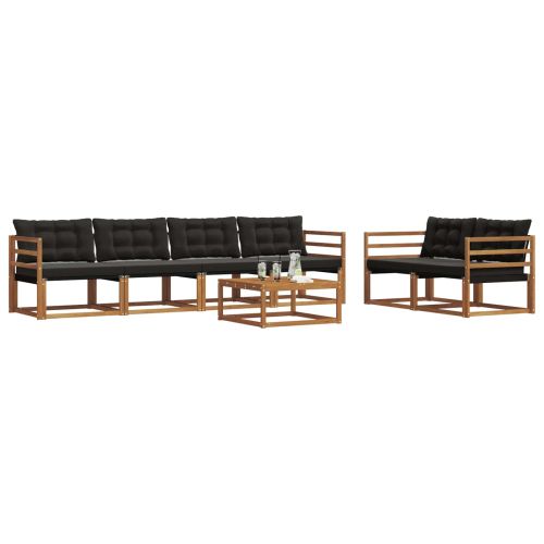 Комплект дивани за открито 7 pcs Естествено и черно