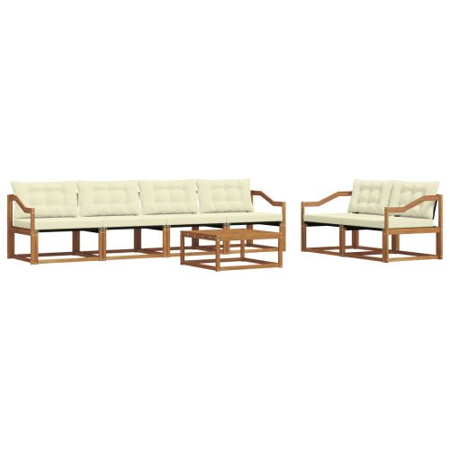Комплект дивани за открито 7 pcs Натурален и Крема