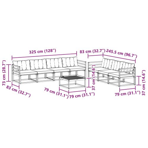 Комплект дивани за открито 8 pcs Натурален и Бежов