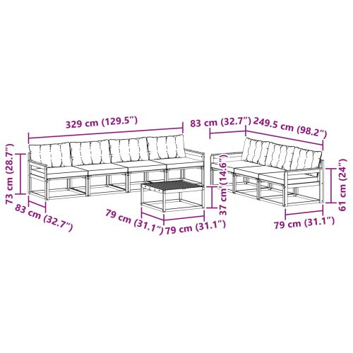 Комплект дивани за открито 8 pcs Натурален и Крема