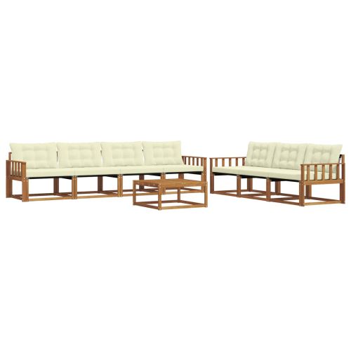 Комплект дивани за открито 8 pcs Натурален и Крема