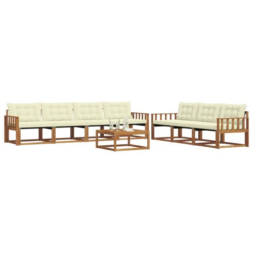 Комплект дивани за открито 8 pcs Натурален и Крема