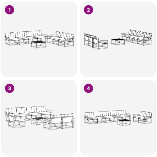 Комплект дивани за открито 8 pcs Натурален и Крема