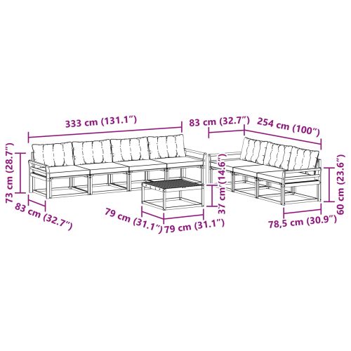 Комплект дивани за открито 8 pcs Естествено и светло сиво