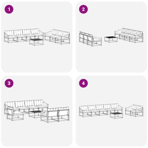 Комплект дивани за открито 8 pcs Естествено и черно