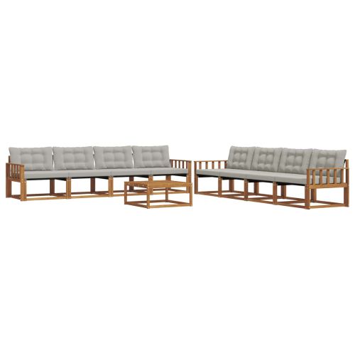 Комплект дивани за открито 9 pcs Естествено и светло сиво