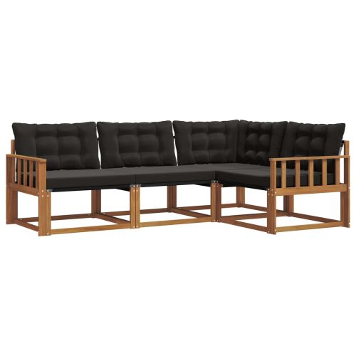 Комплект дивани за открито 4 pcs Естествено и черно